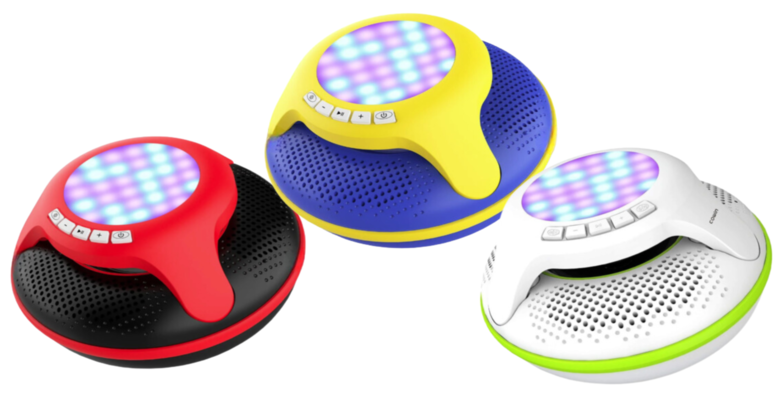 IPX7 waterproof Bluetooth speakers for 100% protection against water and dust, rubberized rugged exterior for ultimate impact resistance. Enhanced bass and loud volume: 10W subwoofer for loud sound and three passive radiators for rich bass. Advanced Bluetooth 4.0: Ultra-optimized version of wireless connection that consumes less energy but delivers crystal clear sound LED display: 32 three color RGB LED lights in the top of speaker with 5 color modes and lovely mini speakers, especially for kids