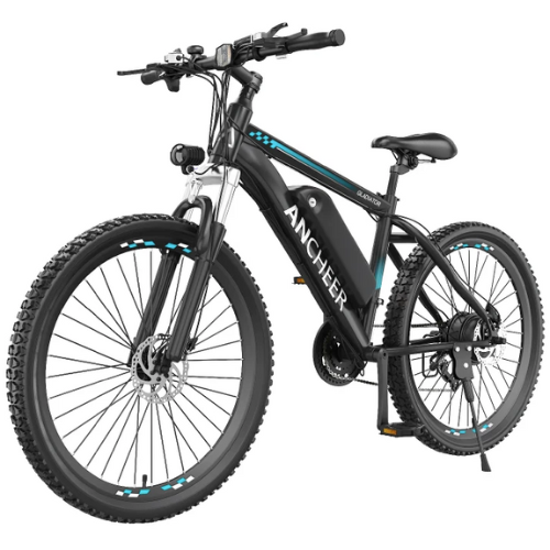 ANCHEER Gladiator 500W Electric Bike 26'' Electric Mountain Bike, 48V 10.4Ah Removable Battery, Up to 50 Miles, 3.5H Fast Charge, Cruise Control, Lockable Suspension Fork, Shimano 21 Speed-AN5870