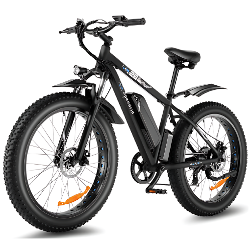 ANCHEER 26" x 4" Fat Tire Electric Bike for Adult 3H Fast Charge, 25mph Electric Mountain Bike with 500W 48V 10.4Ah Removable Lithium-Ion Battery, Lockable Suspension Fork-7 Speed-AN5875