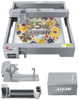 🎁 Free Air Assist ($59.99) and KR PRO ($259.00) Upgraded Rotary Roller ✅ Powerful and Precise: With 34-36w power and advanced laser coupling technology ✅ Detailed and Intricate: Compressed spot size of only 0.06*0.1mm -1/3 of the spot area of others ✅ Powerful Cutting: Cut 18-22mm paulownia board, 12mm black acrylic board ✅ Air-assist improves engraving quality and cleanliness.