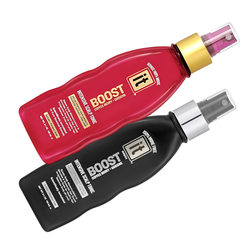 Experience the innovation of Boost IT Women/ Men Intensive Scalp Tonic Spray. This antioxidant-intensive tonic is designed to revolutionize your hair care routine by enhancing scalp microcirculation, stimulating hair growth, and invigorating roots for healthier, more vibrant hair. Embrace the transformative benefits of this remarkable tonic and unlock the secret to achieving your desired hair growth. Scientifically formulated with a blend of potent botanical extracts, Boost IT Men Intensive Scalp Tonic Spray deeply penetrates the scalp to energize and invigorate the roots. Discover the power of coffee berry, ginseng, ginger, nigella seed, nettle, arnica, and peppermint as they work harmoniously to promote optimal hair growth. Unlock the potential of your hair and achieve a healthier, more robust appearance.