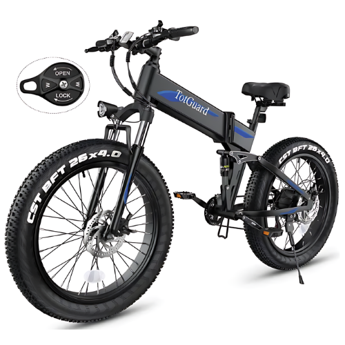 ANCHEER Electric Bike, 26''x4.0 Electric Bike for Adults 500W Ebike 21.6Mph Folding Fat Tire Electric Bike with 48V 480Wh Removable Battery, Dual Shock Absorber, Shimano 21-Speed, LCD Display-AN5857