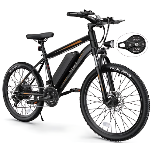 ANCHEER Electric Bike, Electric Bike for Adults 26'' Ebike with 350W Motor, 19.8MPH Electric Mountain Bike with Lockable Suspension Fork, Removable 36V 374Wh Battery, Shimano 21 Speed Gears-AN5856