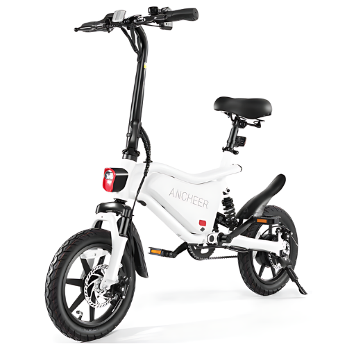 ANCHEER 14" Folding Electric Bike, 500W Max Motor, 20MPH, Dual Shock Absorber, 48V 374Wh Battery, Brake Taillight, Cruise Control, Twist Throttle & PAS, StreetRider Electric Bicycle for Adults Teens-AN5931