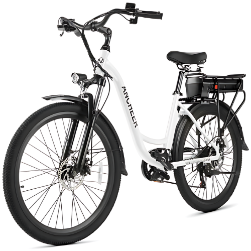 ANCHEER Electric Bike for Adults, EBike with 48V 500Wh Removable Battery, 3.5H Fast-Charge, UP to 45 Miles, 26" Electric Bicycle, SHIMANO 7-Speed, Cruise Control, LCD Digital Display, Suspension Fork-AN5929